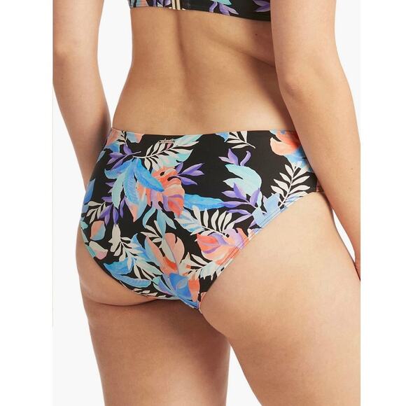 Sea Level Floral Print Mid Rise Bikini Bottoms Black Womens Size 10 - Picture 2 of 7